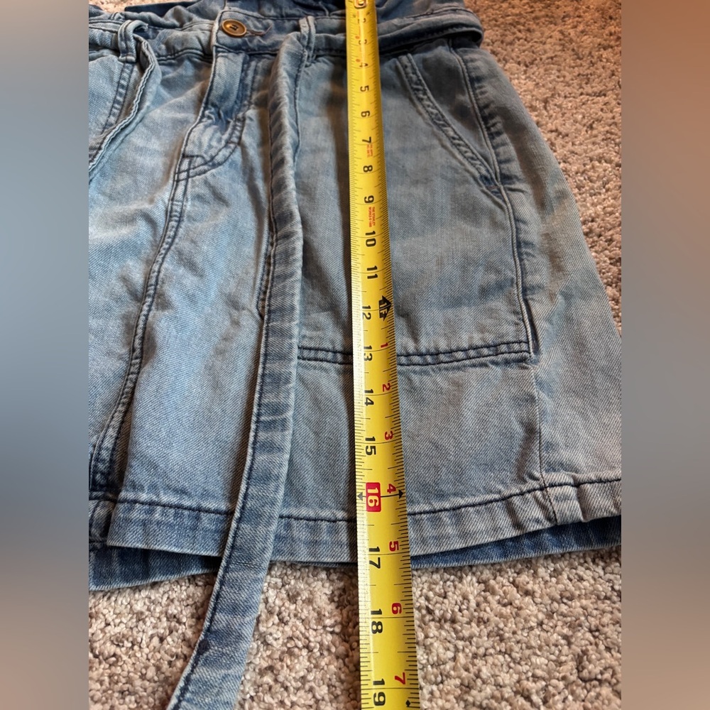 Free People Splendor in the Grass Denim Chambray Blue Paper Bag Skirt Size 4 - Picture 8 of 8